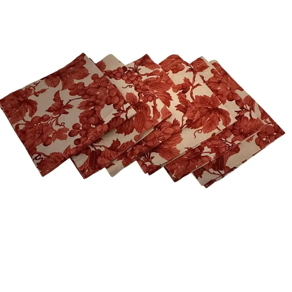Williams Sonoma Table Napkin Rust Grapevine Set Of 6 Fall Autumn Feast Linen 20